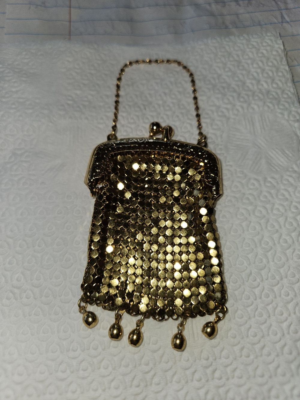 Vintage Minature Gold Mesh Chatelaine Bag Coin Purse